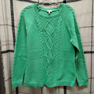 Talbots Mint Cable Knit Sweater